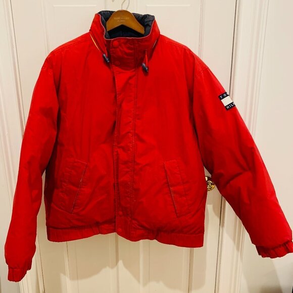 VTG Tommy Hilfiger Down Jacket Puffer Mens Large 90s - Picture 1 of 14